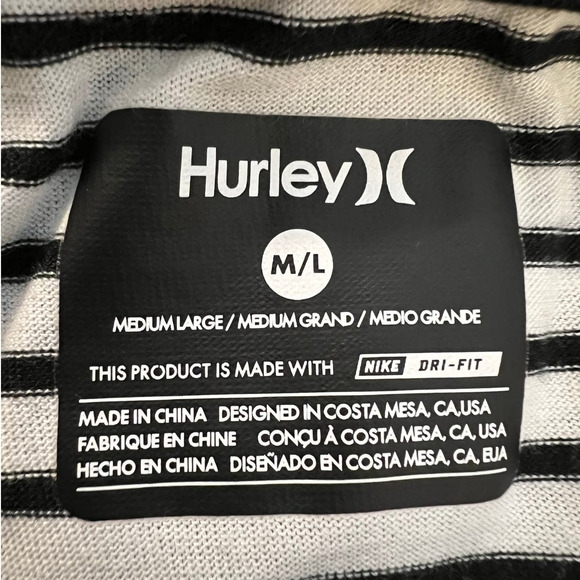 Hurley Nike Dri-Fit Kaftan Size M/L in Black and White Stripe with Hood - Picture 5 of 6